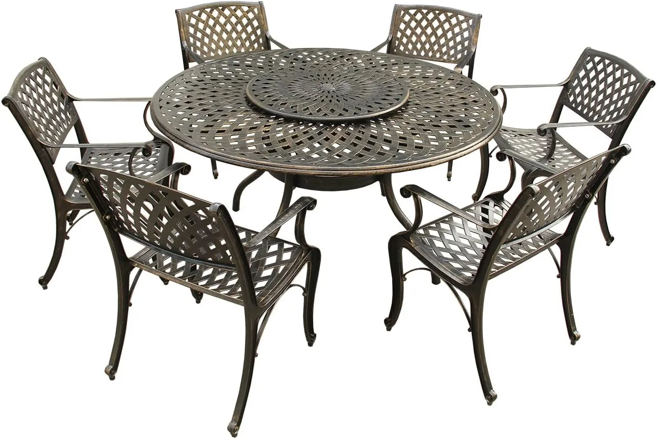 Oakland Living AZ1022-1016(6)-BZ Outdoor Aluminum Dining Set, Bronze