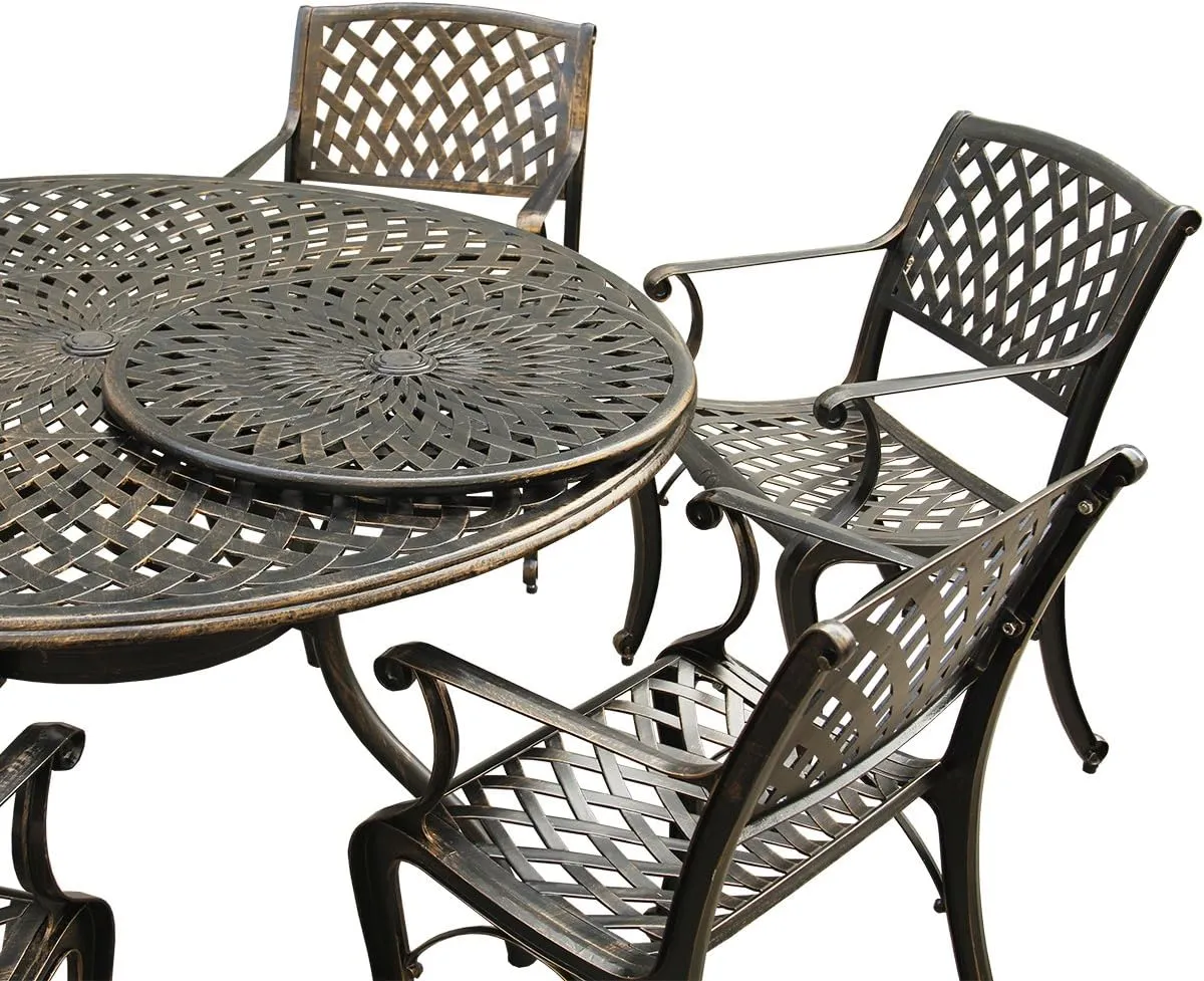 Oakland Living AZ1022-1016(6)-BZ Outdoor Aluminum Dining Set, Bronze