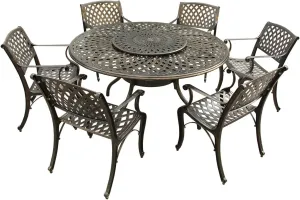 Oakland Living AZ1022-1016(6)-BZ Outdoor Aluminum Dining Set, Bronze