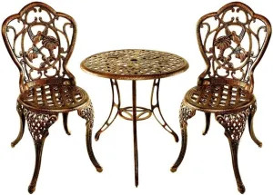 Oakland Living Hummingbird Cast Aluminum 24-Inch Glass Top Table with 3-Piece Bistro Set, Antique Bronze