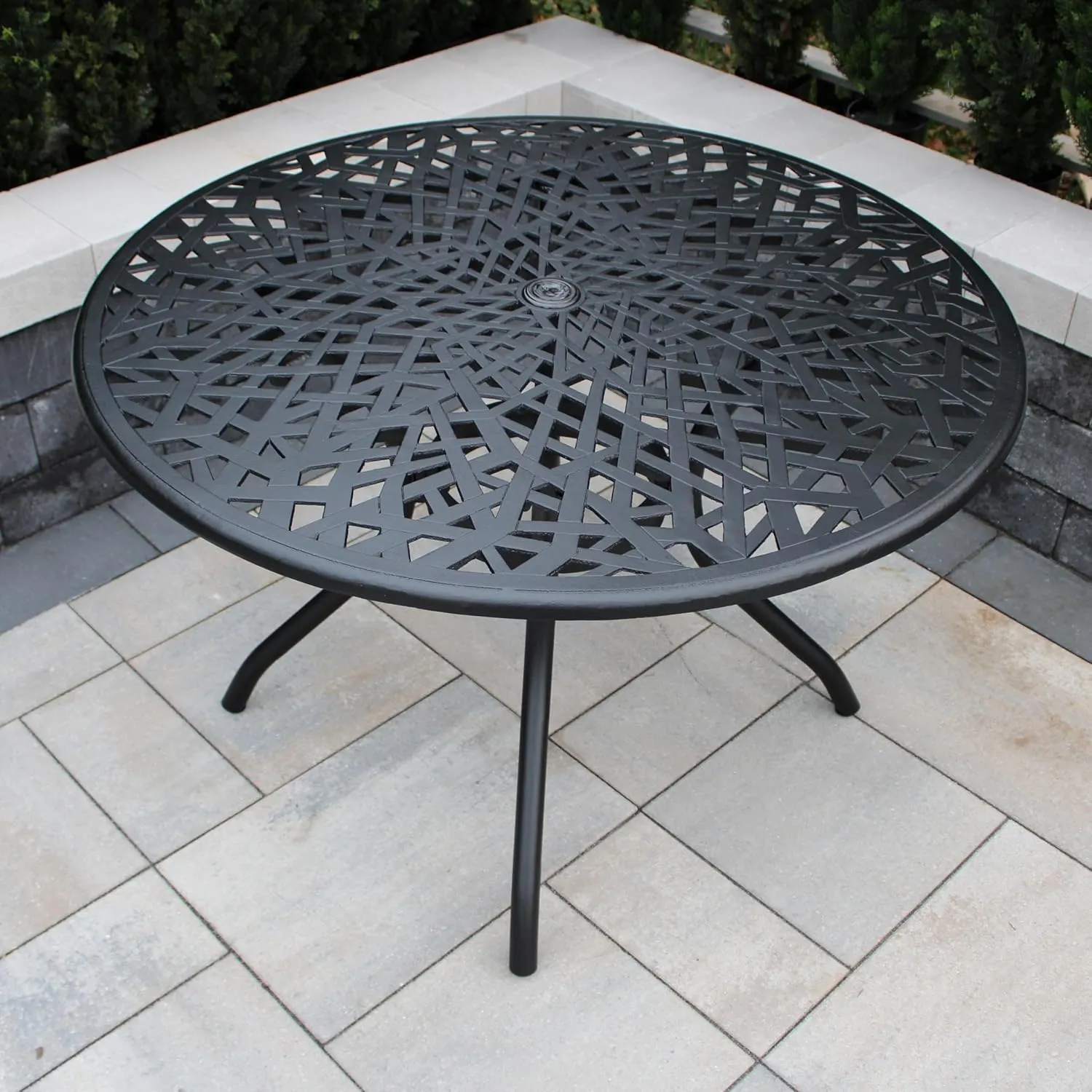 Oakland Living Modern Outdoor Mesh 48-in Aluminum Black Round Patio Dining Table