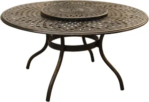 Oakland Living Outdoor Mesh Lattice 59 inch Bronze Round Dining Table with Lazy Susan - N/A Bronze