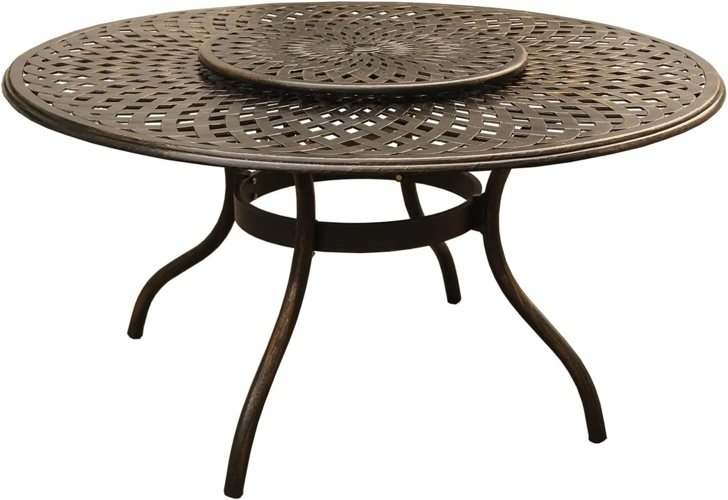 Oakland Living Outdoor Mesh Lattice 59 inch Bronze Round Dining Table with Lazy Susan - N/A Bronze