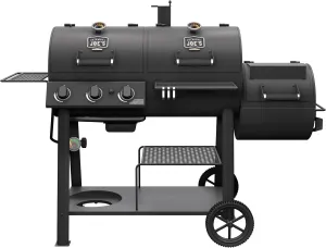 OKLAHOMA JOE'S® Canyon™ Deluxe Charcoal and Propane Gas Combination Smoker and Grill, Black Steel, 24203005