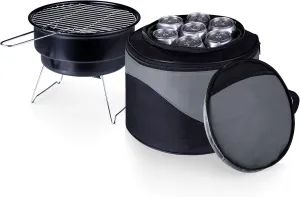 ONIVA - a Picnic Time brand Caliente Portable Charcoal Grill & Cooler Tote, Take Anywhere BBQ Grill with Cooler Bag, Grill for Outdoor Use, (Black with Gray Accents)