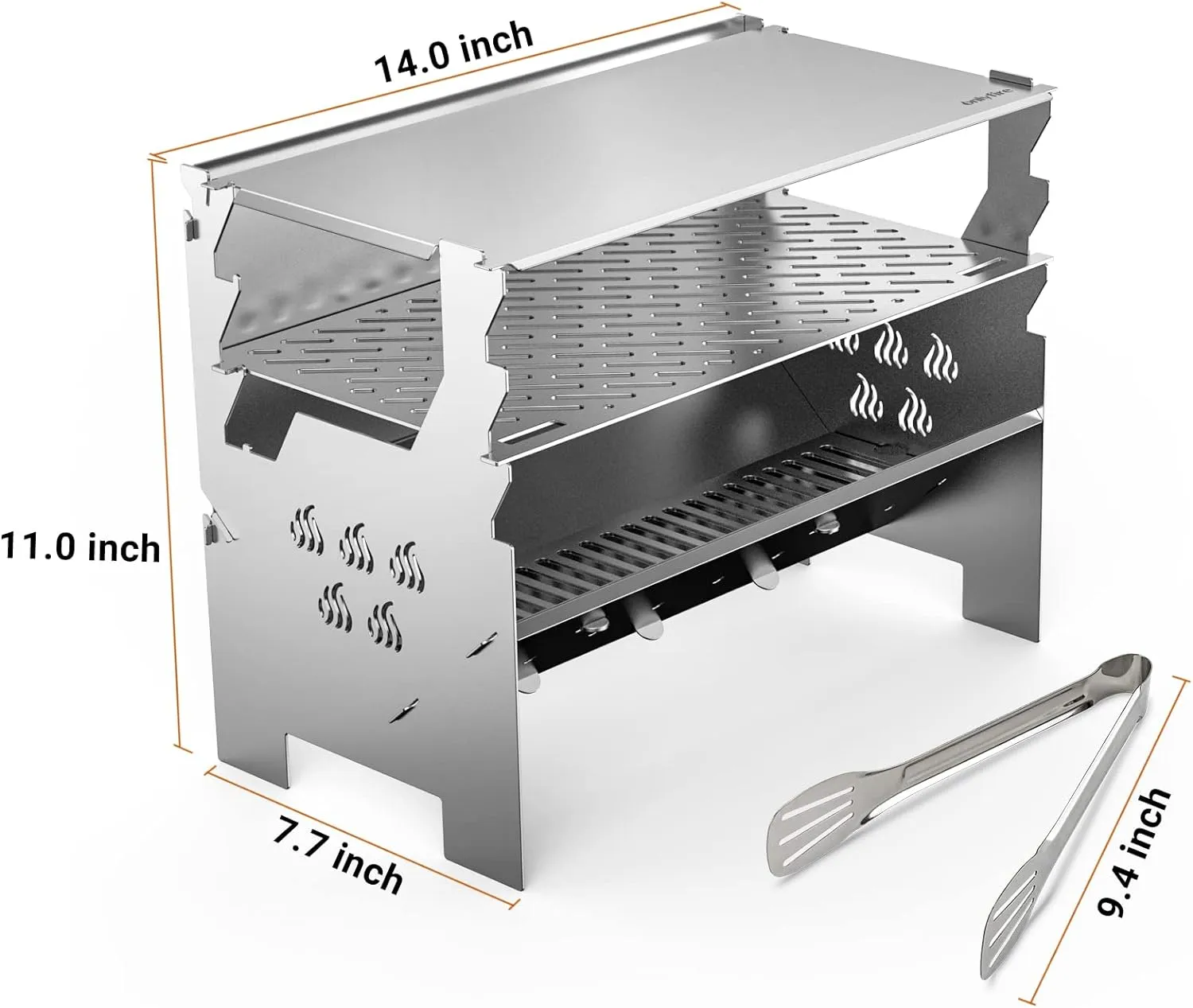 only fire Detachable Portable Charcoal Wood Grill Camping Grill for Picnic, Hiking, Backyard Cooking - with Handbag