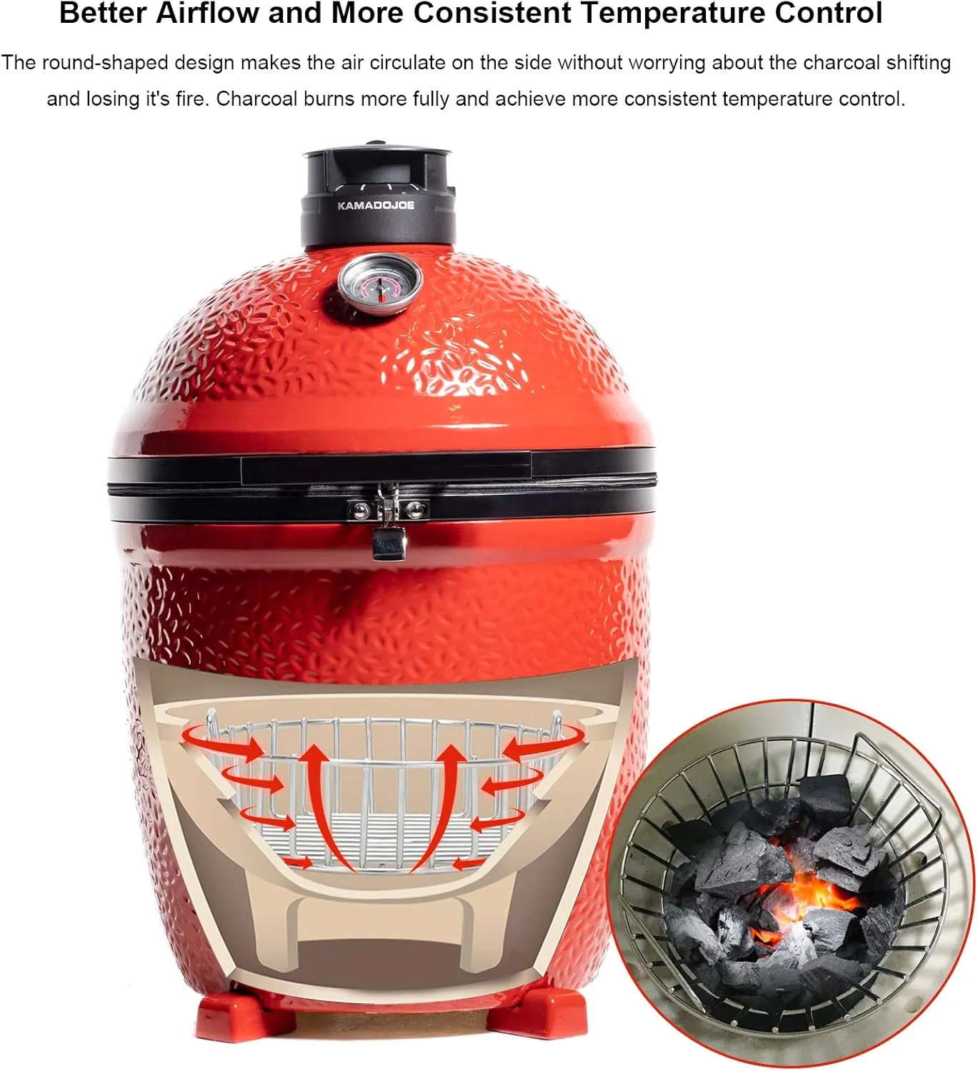 only fire Minimax Charcoal Ash Basket for Big Green Egg, Stainless Steel Grill basketwith Handles for Better Airflow