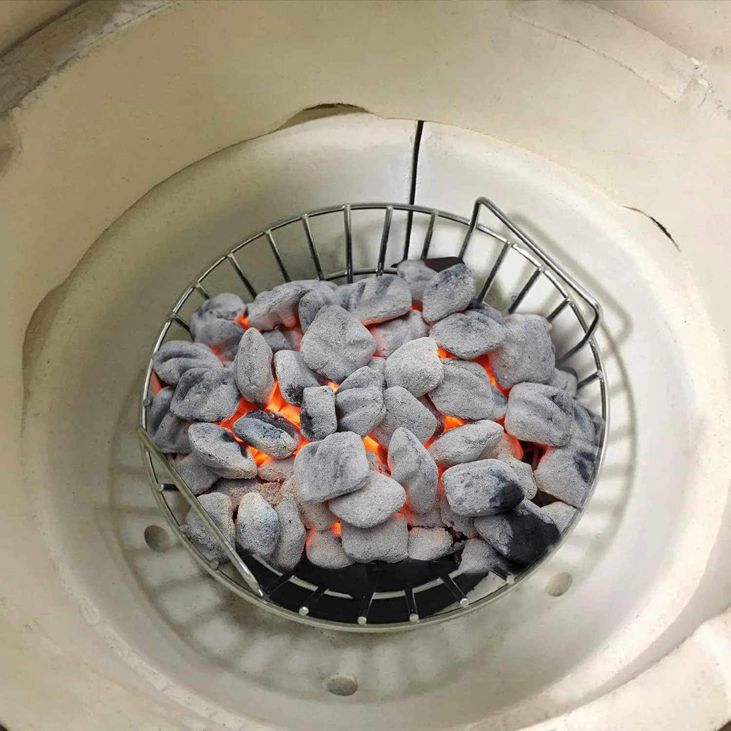 only fire Minimax Charcoal Ash Basket for Big Green Egg, Stainless Steel Grill basketwith Handles for Better Airflow
