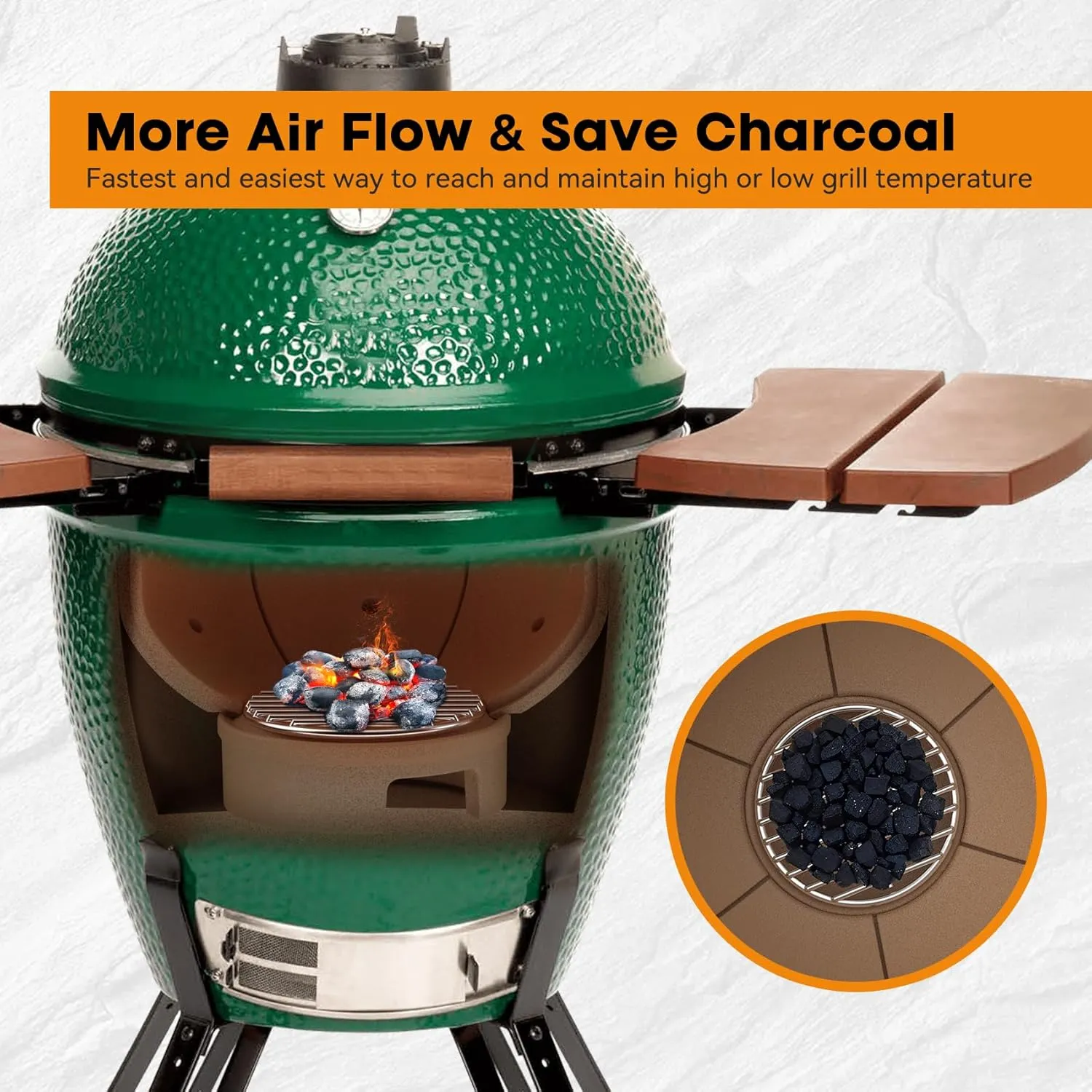 onlyfire Stainless Steel High Heat Charcoal Fire Grate Fits Large/MiniMax Big Green Egg Grill,9-Inch