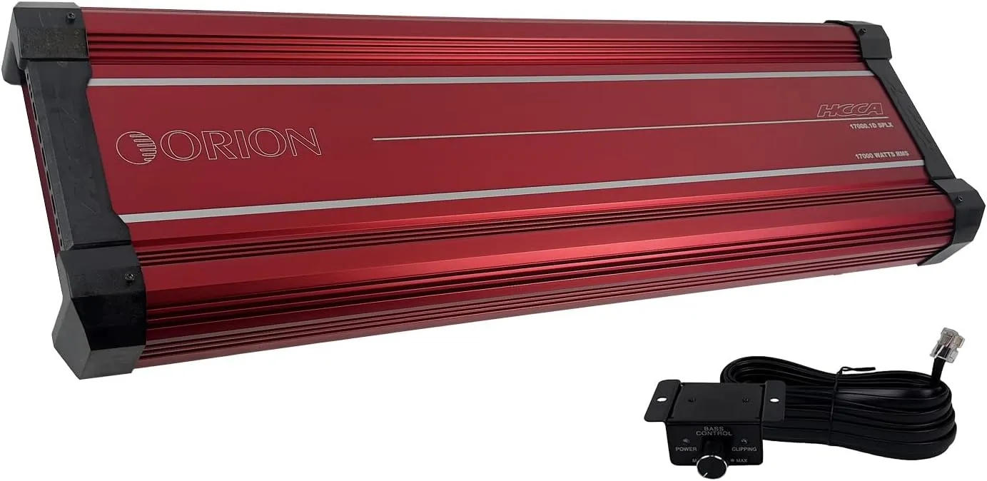 Orion HCCA17000.1DSPLX High Performance 17000W RMS Competition High Current Class-D Monoblock Amplifier - 1 Ohm Stable, Low Pass Crossover, Bass Boost Control, Mosfet Power Supply, Bass Knob Included