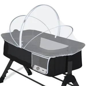 Orzbow Bassinet Cover with Two-Way Zippers & Storage Bag, Bassine Mosquito Net Cover for Bedside Sleeper to Keep Cats Out- Infant from Mosquito Bites and Falling Protection, White