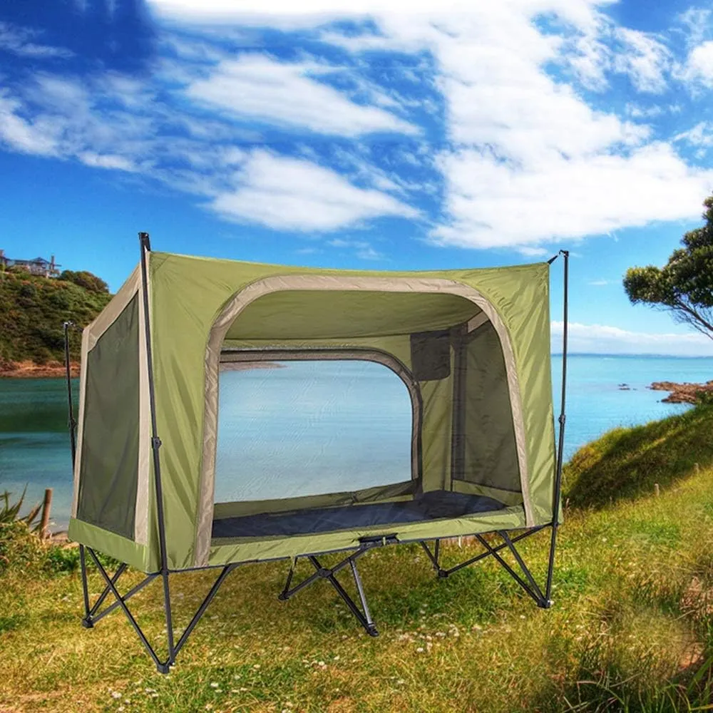 Outdoor Backpack Tent Automatic Camping Cot 4-Season Outdoor Off Ground Tent Folding for 2 Person Hiking Winter Fishing Camping Travel Night Cat Camping Tent