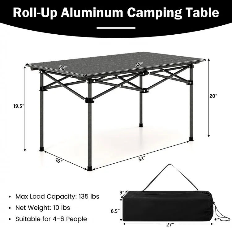 Outdoor Camping Aluminum Folding Table for 4-6 People, Easy to Carry