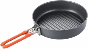 Outdoor Camping Hiking Pinic Portable Hard Aluminium Alloy 0.9L Frying Pan Foldable Handle, 194*45mm