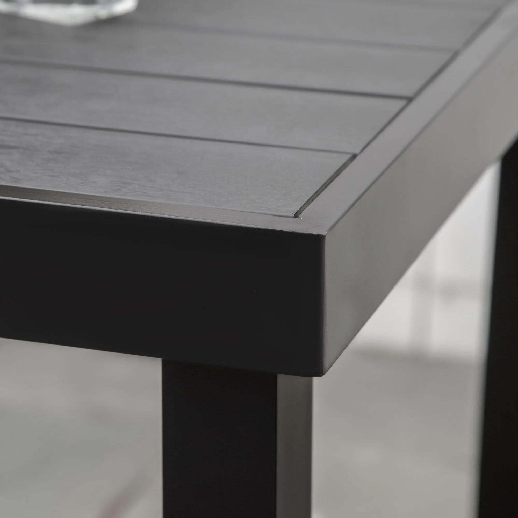 Outdoor Dining Table for 4 Person, Square, Aluminum Metal Legs for Garden, Lawn, Patio, Woodgrain Black