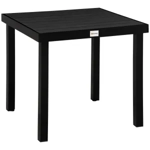 Outdoor Dining Table for 4 Person, Square, Aluminum Metal Legs for Garden, Lawn, Patio, Woodgrain Black