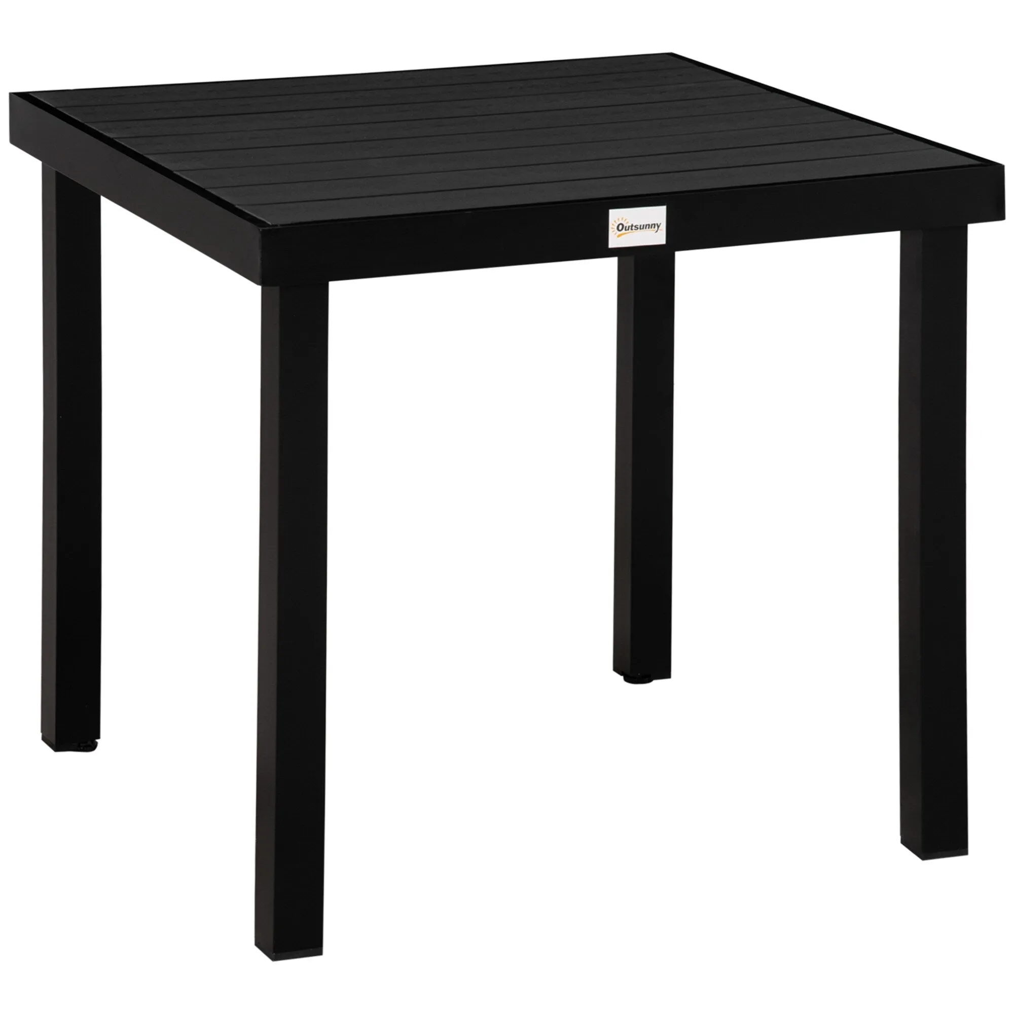 Outdoor Dining Table for 4 Person, Square, Aluminum Metal Legs for Garden, Lawn, Patio, Woodgrain Black