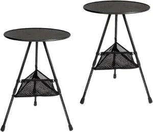 Outdoor Folding Table 2 Pcs Set Camping Round Table with Mesh Bag Ultralight Portable Folding Adjustable Table
