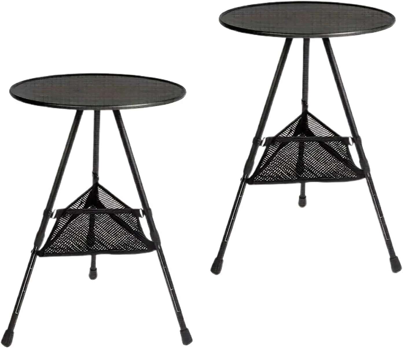 Outdoor Folding Table 2 Pcs Set Camping Round Table with Mesh Bag Ultralight Portable Folding Adjustable Table