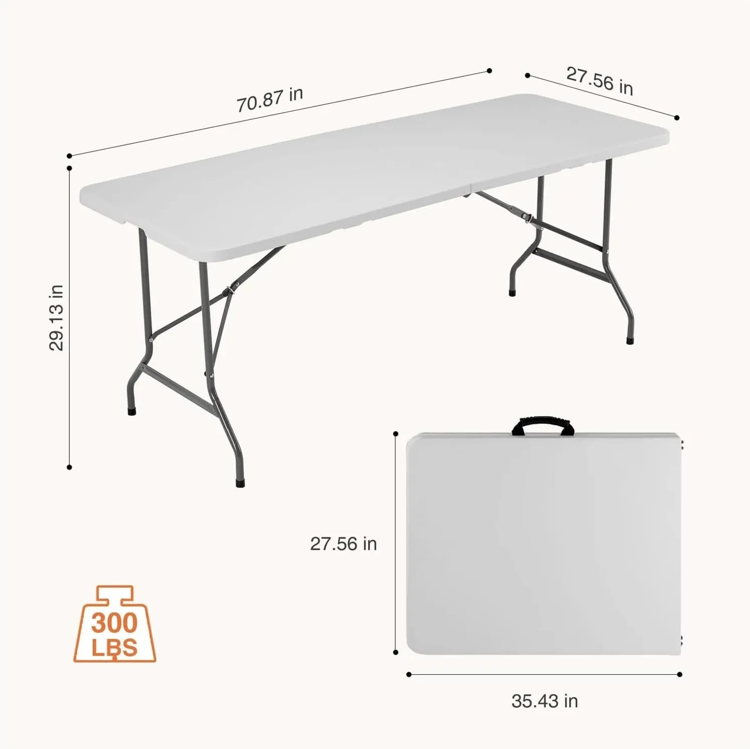 Outdoor Folding Table Portable Folding Outdoor Indoor Table Heavy Duty Table with Carrying Handle Lock Camping Picnic Dining(6FT)