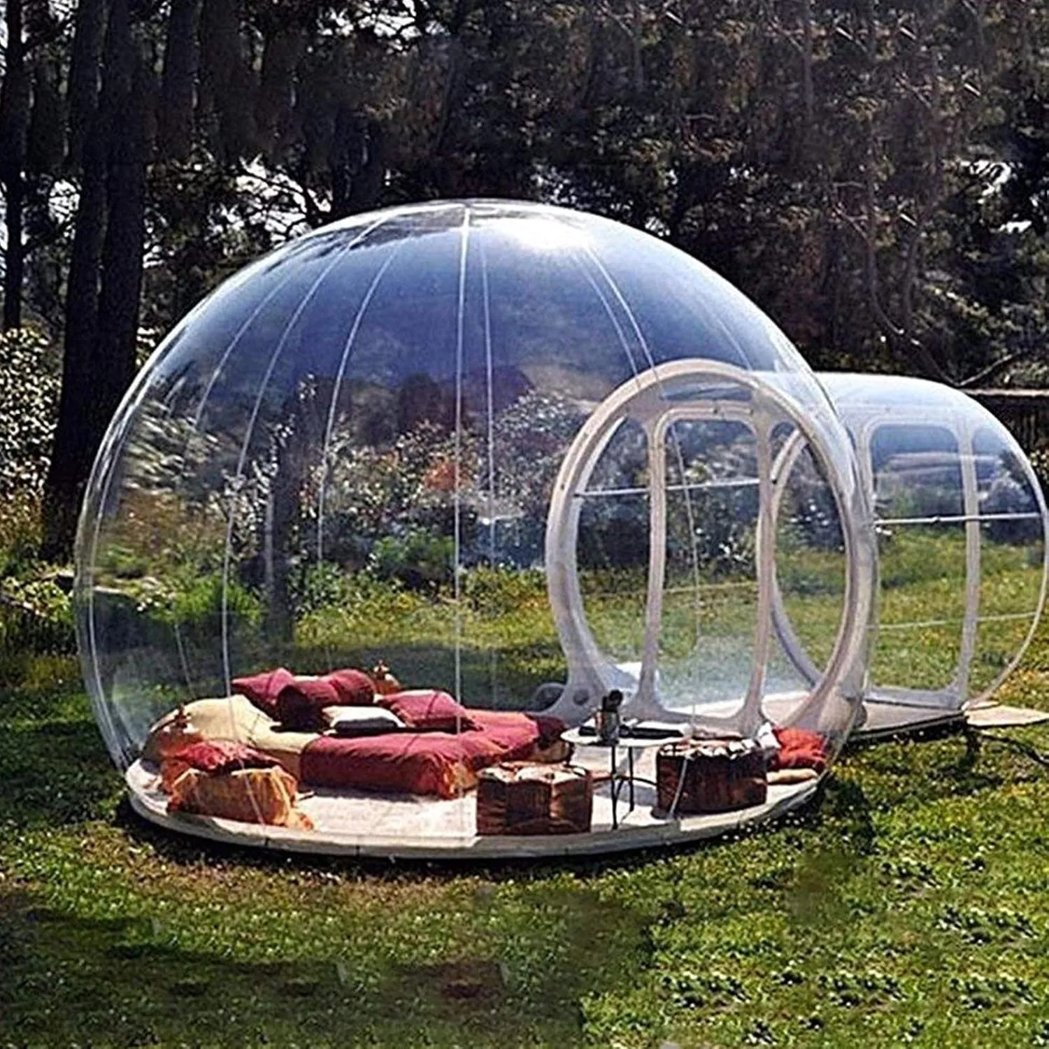 Outdoor Inflatable Bubble Tent, Transparent House Dome Tent, Single Tunnel Family Camping, Adult Kids Tent, Suitable for Terrace Backyard Festival,4M