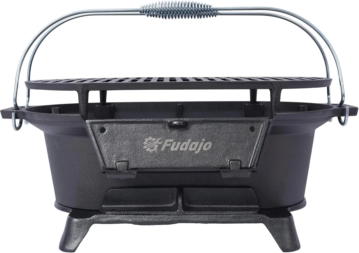 Outdoor Oval Cast Iron Grill, Countertop Skillet -100% Cast Iron, Enameled, Durable, Portable Small Charcoal Grill, Camping Cooktop