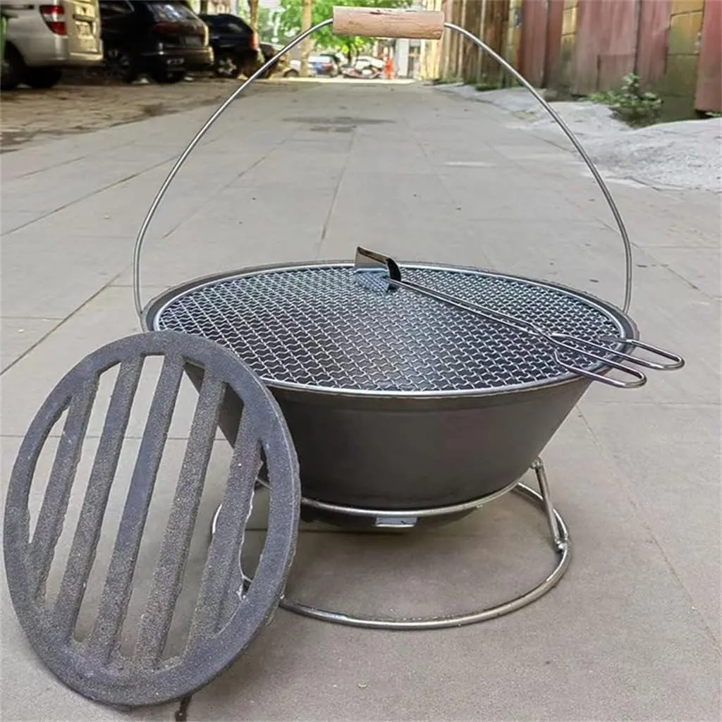 Outdoor Patio Home Portable Cast Iron Firepot BBQ Basin BBQ Grill Charcoal Broiler