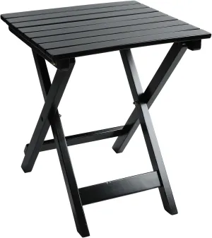 Outdoor Patio Side Table Small Wood End Square Table Folding Coffee Furniture for Living Room, Bedroom, Plant Stand, Camping Portable Black