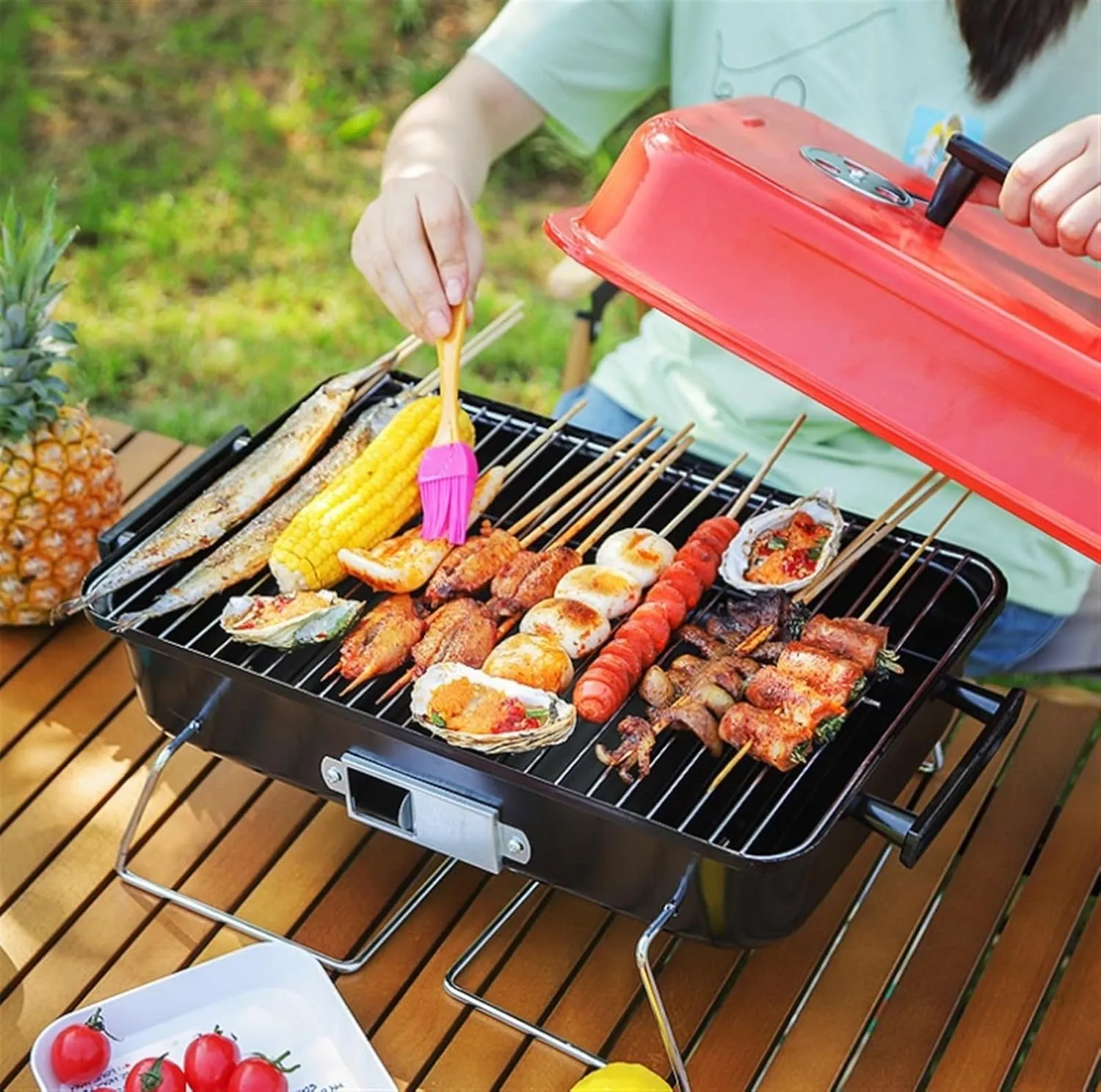 Outdoor Picnic Portable Folding Charcoal Grill Barbecue Grill Tabletop Grill for Camping Cooking Outdoor Grill