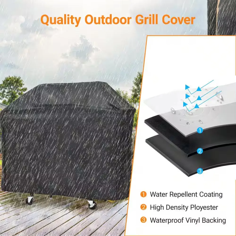 Outdoor Portable 3-Burner Propane Gas Grill with Side Burner and Cover in Stainless Steel