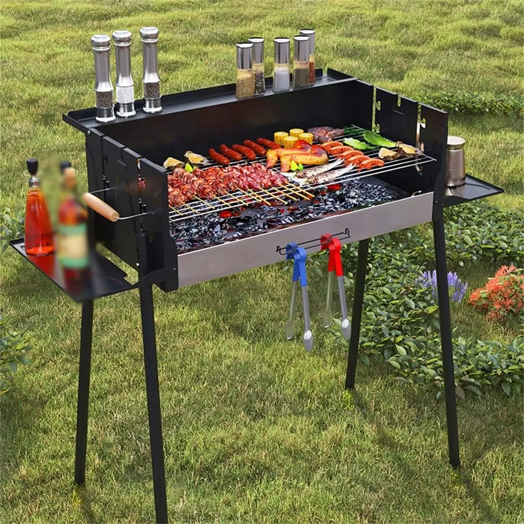 Outdoor Portable Barbecue Grill Home Charcoal Outdoor Folding Large Stainless Steel Grill Camping Folding
