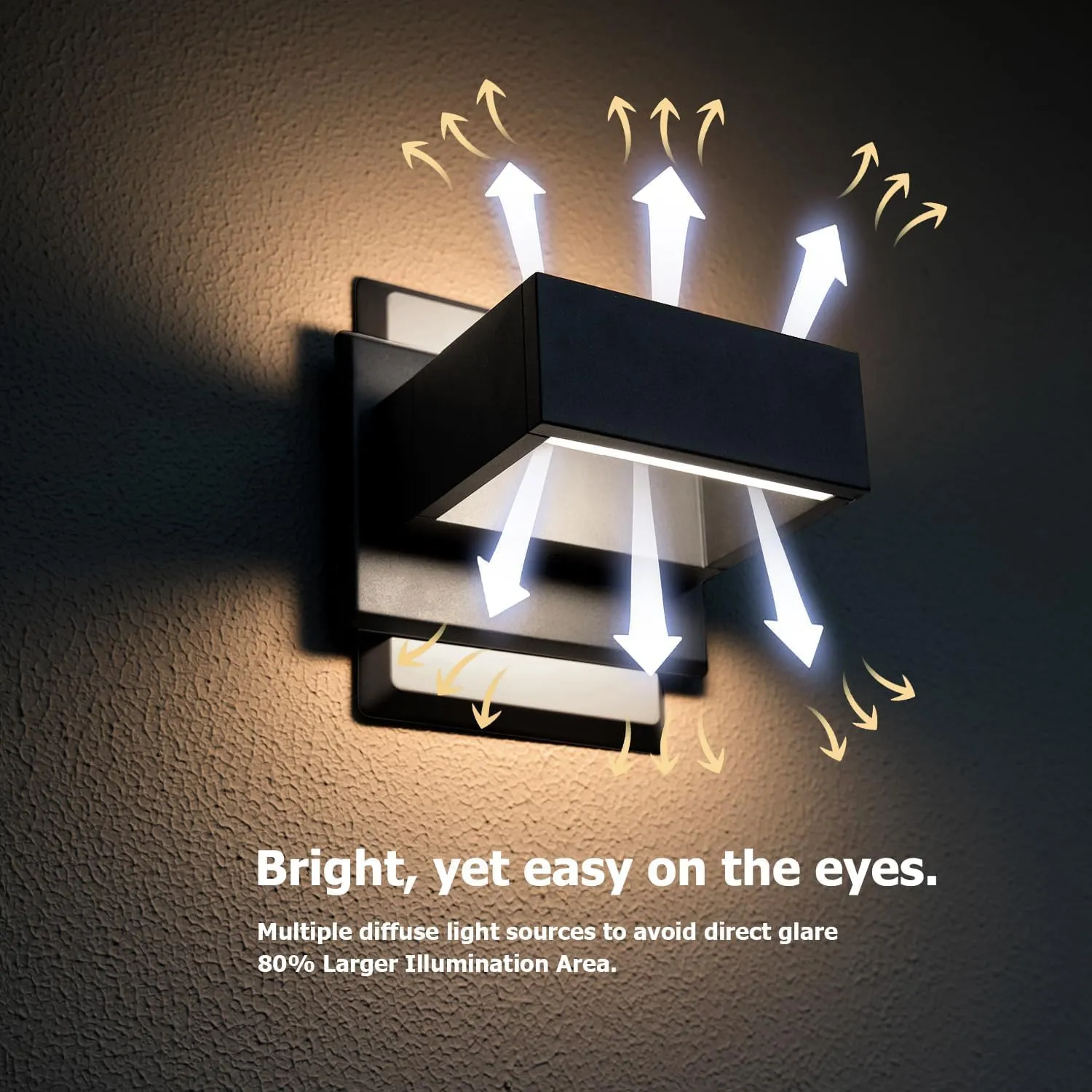 Outdoor Wall Light LED Wall Lamp Modern Wall Sconce Lighting Lantern Fixture IP54 Waterproof Black Aluminum Lights for Porch Front Door Garden Yard Patio 7.5W 240Lm 3000K