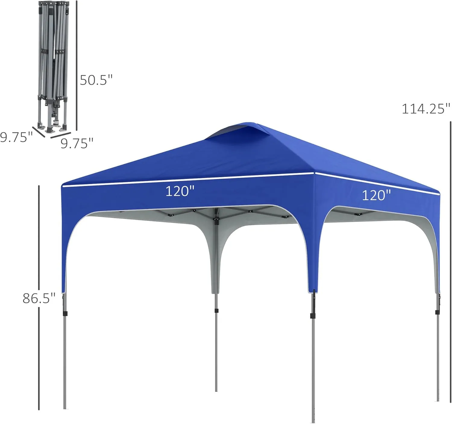 Outsunny 10' x 10' Pop Up Canopy Tent with Wheeled Carry Bag and 4 Sand Bags, Instant Sun Shelter, Tents for Parties, Height Adjustable, for Outdoor, Garden, Patio, Blue
