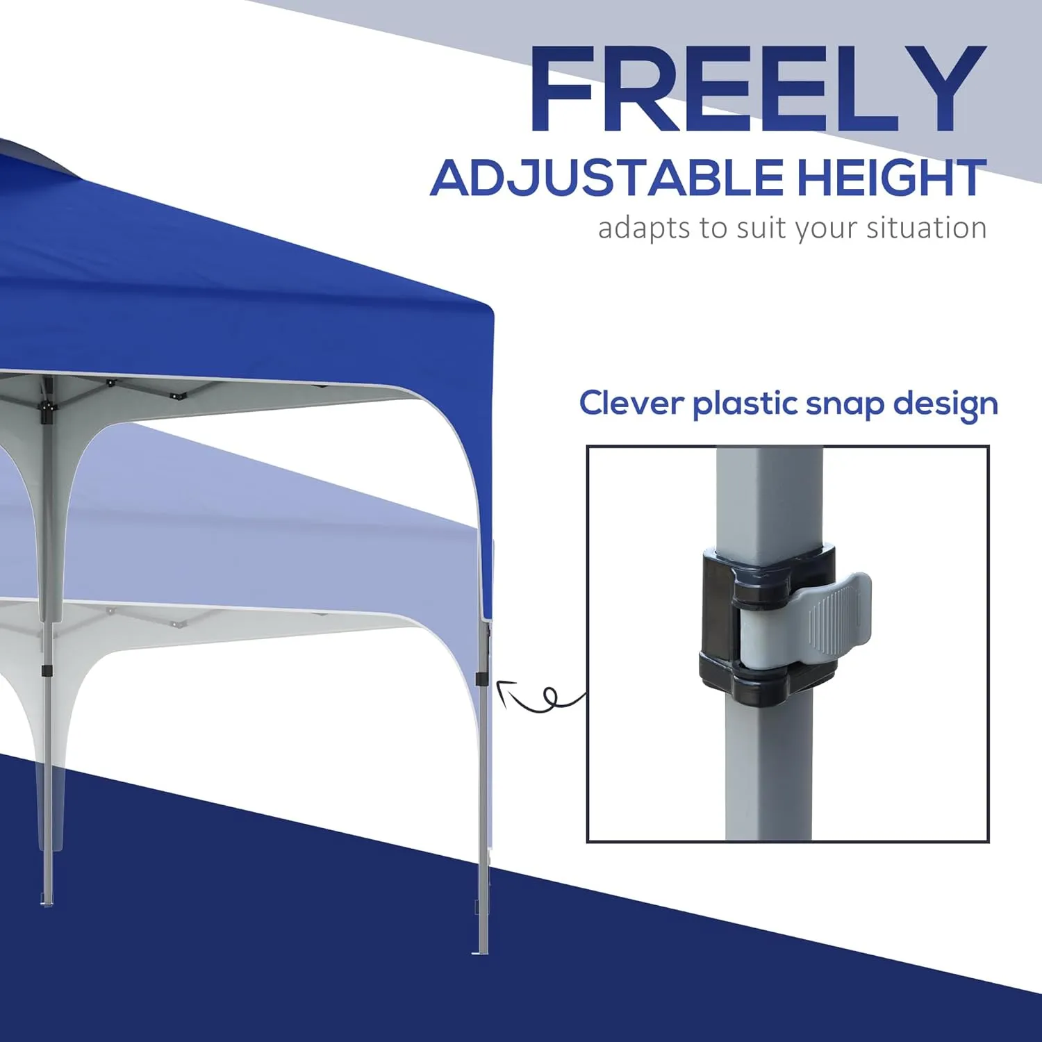 Outsunny 10' x 10' Pop Up Canopy Tent with Wheeled Carry Bag and 4 Sand Bags, Instant Sun Shelter, Tents for Parties, Height Adjustable, for Outdoor, Garden, Patio, Blue