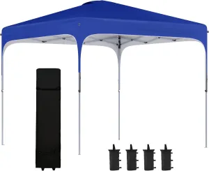 Outsunny 10' x 10' Pop Up Canopy Tent with Wheeled Carry Bag and 4 Sand Bags, Instant Sun Shelter, Tents for Parties, Height Adjustable, for Outdoor, Garden, Patio, Blue