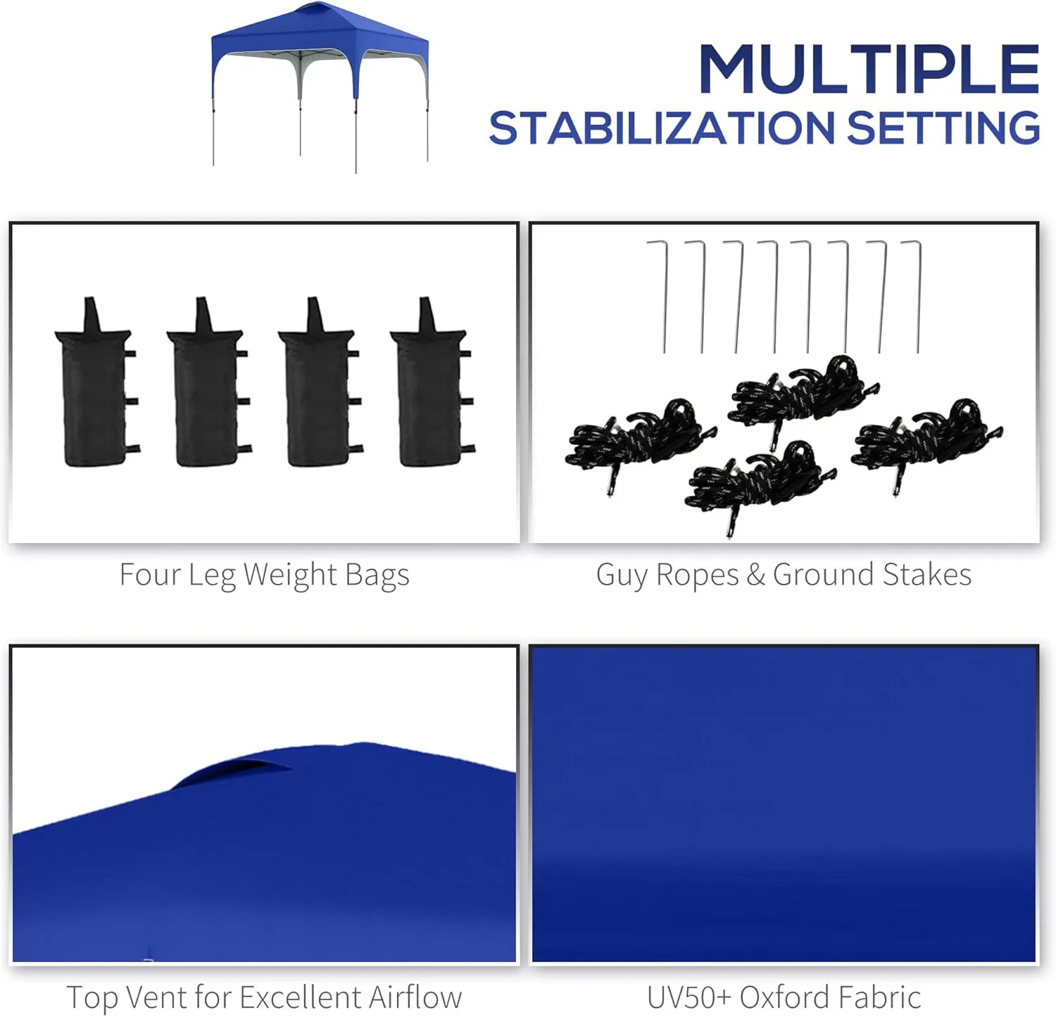 Outsunny 10' x 10' Pop Up Canopy Tent with Wheeled Carry Bag and 4 Sand Bags, Instant Sun Shelter, Tents for Parties, Height Adjustable, for Outdoor, Garden, Patio, Blue