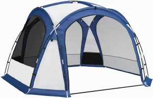 Outsunny 6–8 Person Dome Tent, Camping Tent with 4 Zipper Mesh Doors, Lamp Hook, Portable Carry Bag, Screen Shelter with 2 Removal Wind/Sun Panels, White
