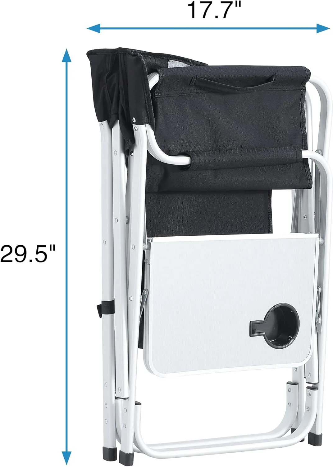 Oversized Padded Folding Chair with Side Table - 400lb Capacity Portable Directors Chair for Camping Picnics Fishing Indoor Outdoor Use Lightweight Oxford Fabric (1-Piece Black)
