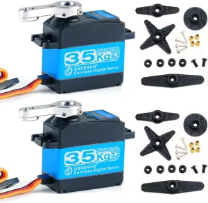 Pack of 2 35KG High Speed RC Digital Servo DS3235 Coreless Motor Servo Stainless Steel Metal Gear 7.4V Waterproof IP66 for DIY Robotic, RC Truck, Racing Cars, Boats (Control Angle 180°)