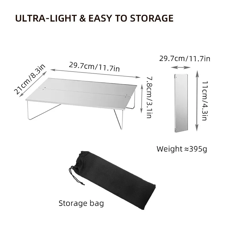 PACOONE Ultralight Mini Folding Camping Table Aluminum Alloy for Outdoor Use