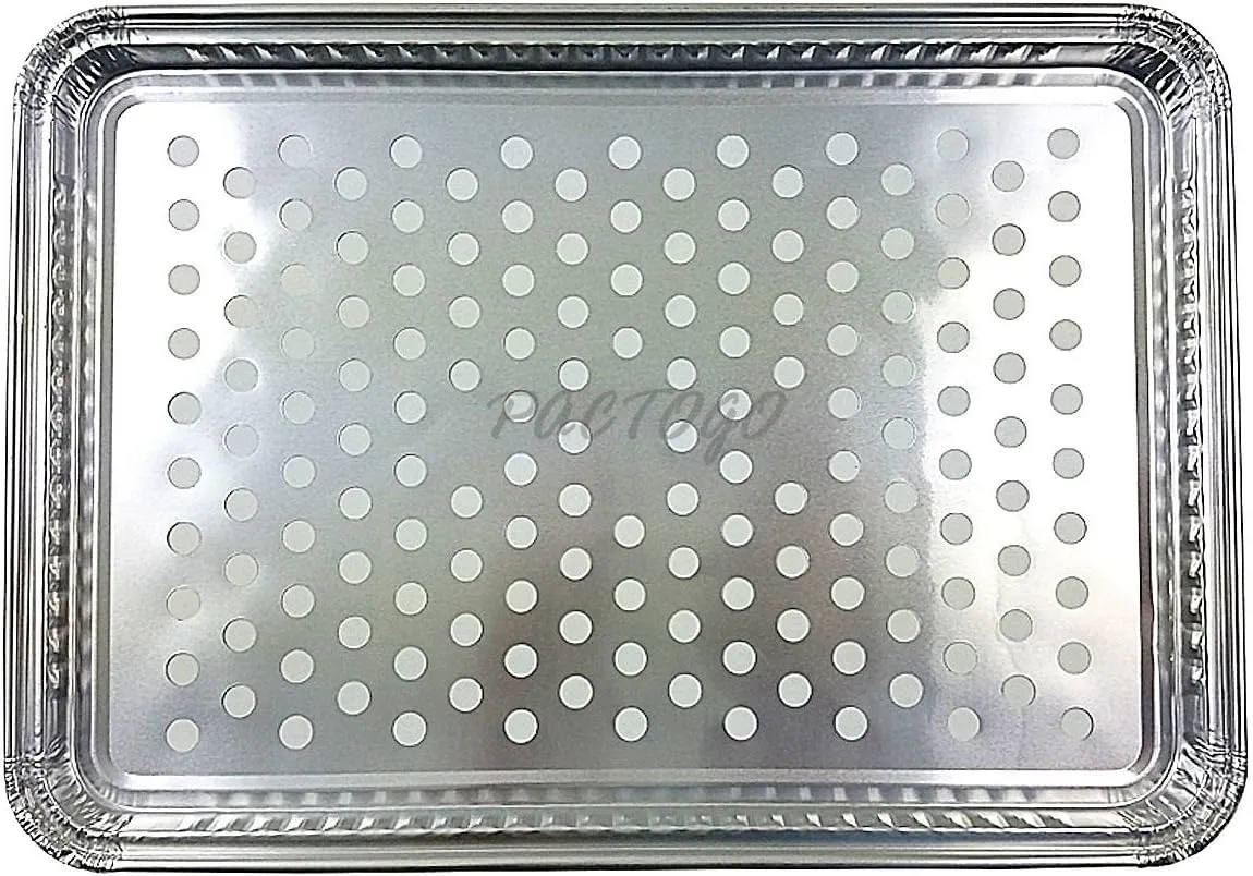 Pactogo 16" x 11" Aluminum Foil BBQ Gourmet Grill Topper Pan (Pack of 100)