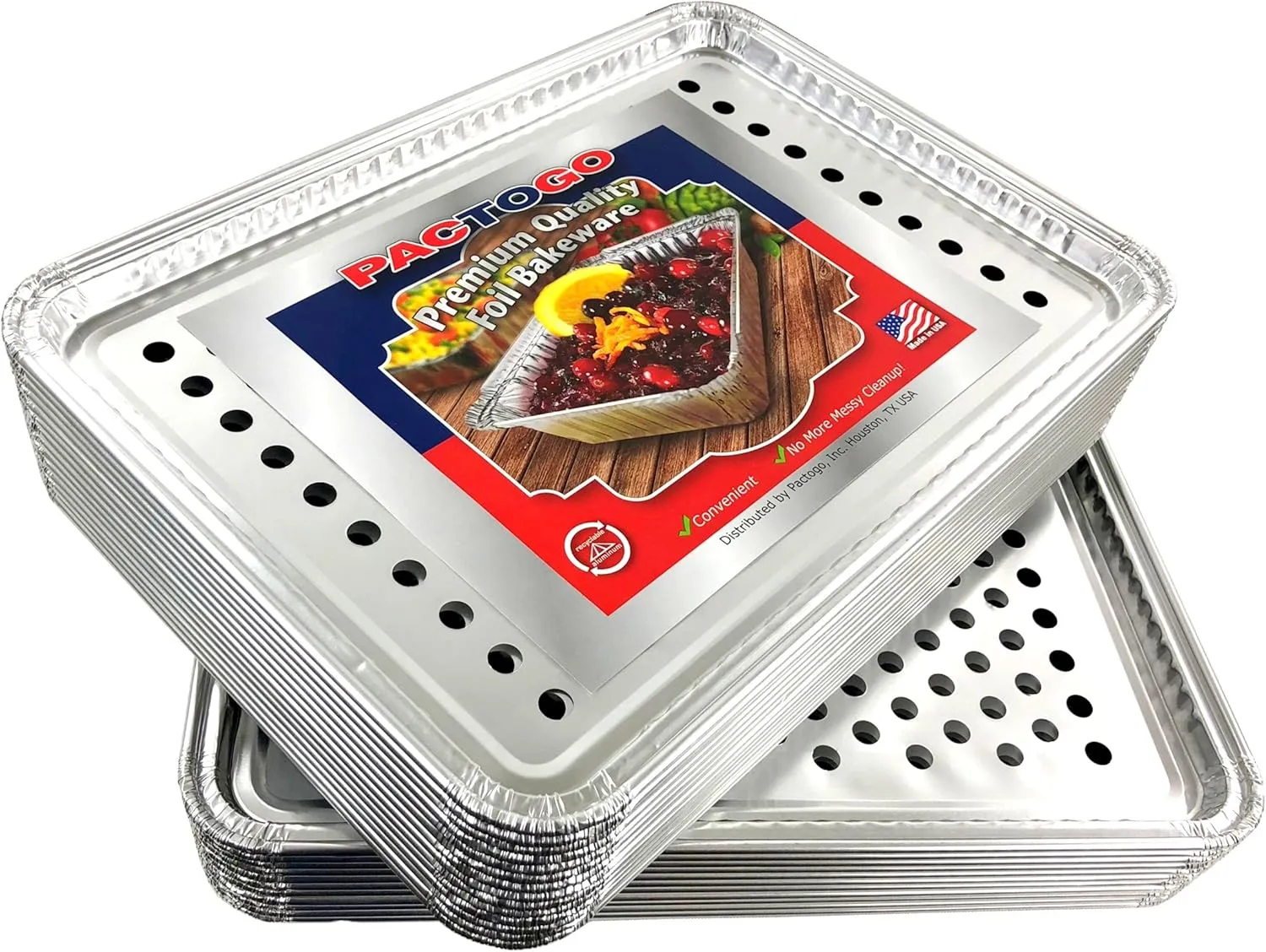 Pactogo 16" x 11" Aluminum Foil BBQ Gourmet Grill Topper Pan (Pack of 100)