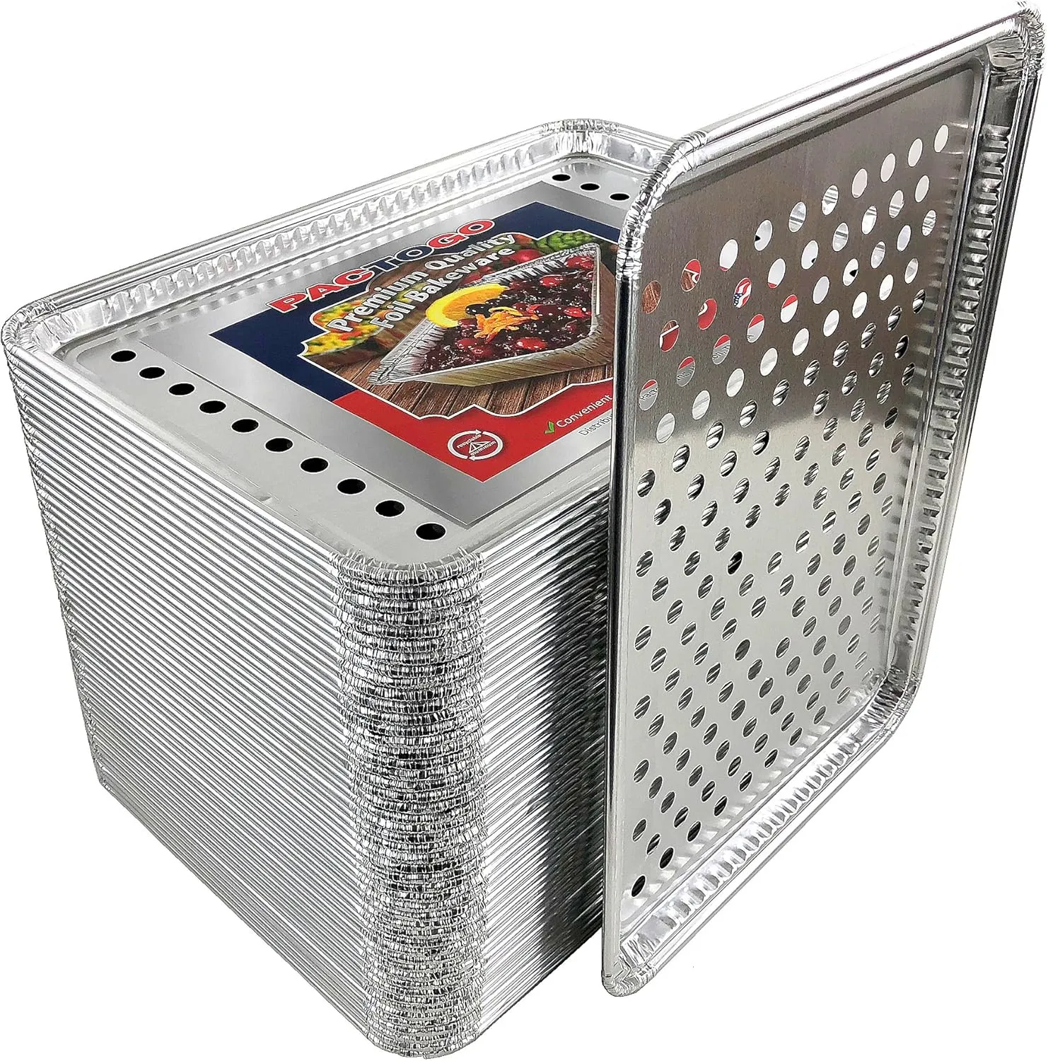 Pactogo 16" x 11" Aluminum Foil BBQ Gourmet Grill Topper Pan (Pack of 100)