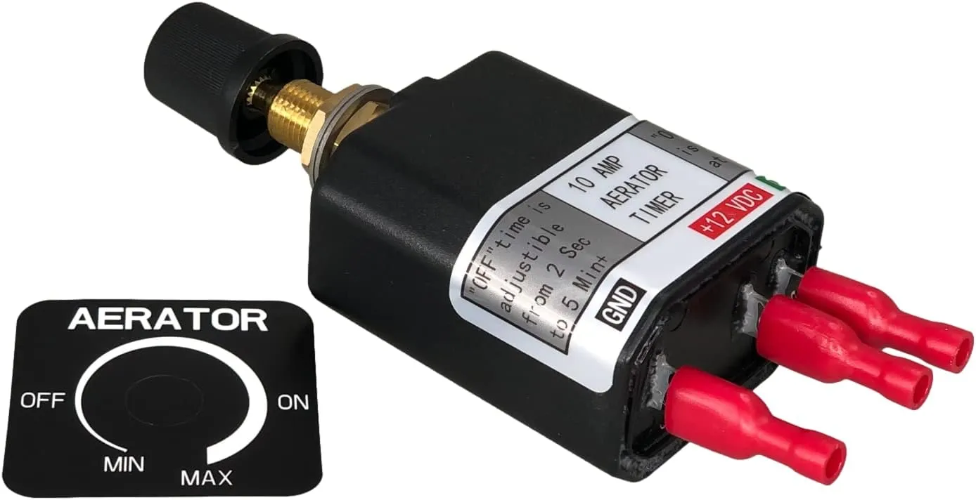 Pactrade Marine Aerator Timer Switch for Livewell Aerator Pump Plus | Manual/Auto with Adjustable Cycles | Multipurpose 12V Timer Switch for 10A Loads | Fishing Boats, Portable Bait Tanks, & More