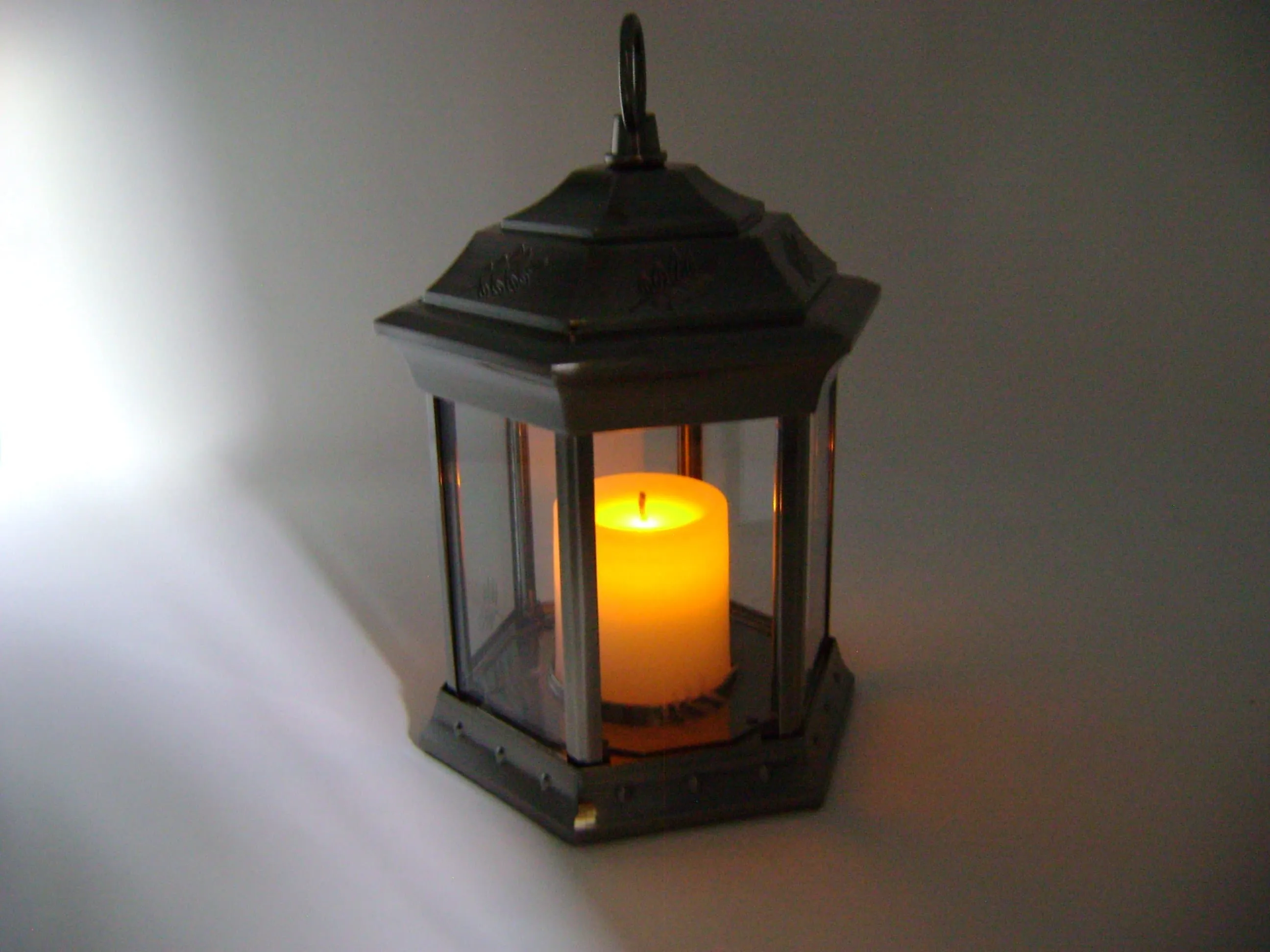 Paradise - Battery Powered Flickering Candle Lantern Pewter