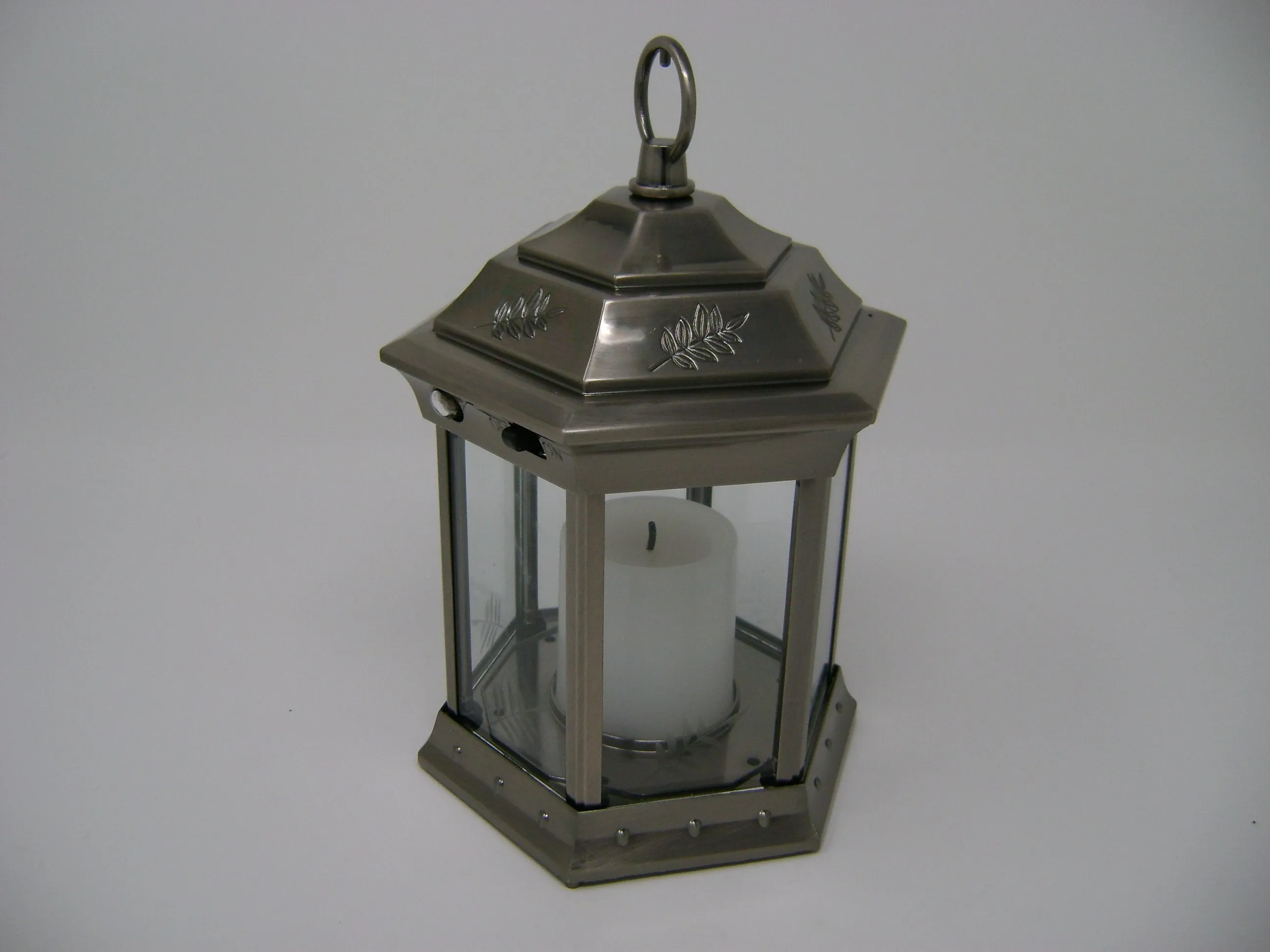 Paradise - Battery Powered Flickering Candle Lantern Pewter
