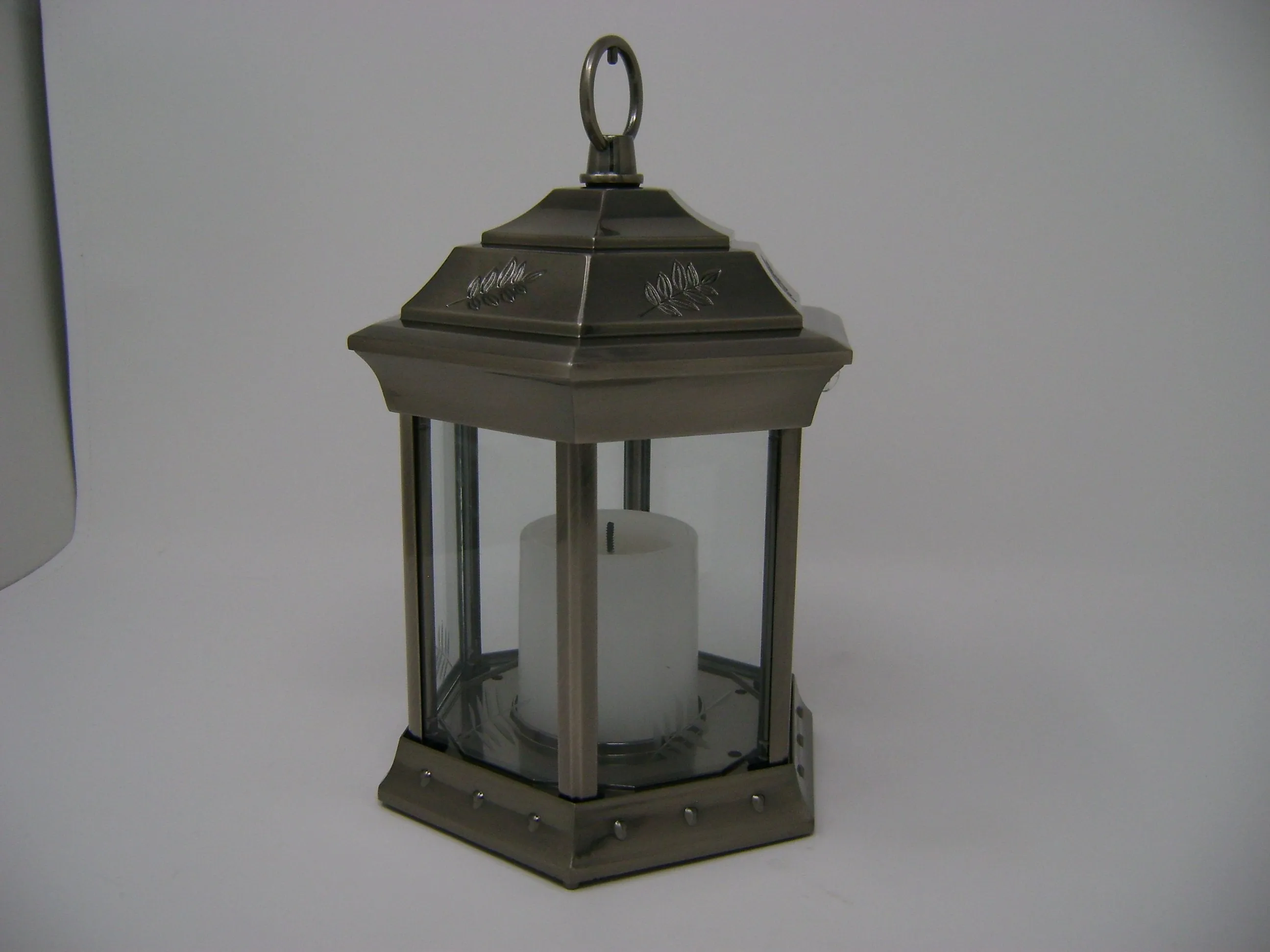 Paradise - Battery Powered Flickering Candle Lantern Pewter