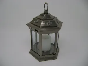 Paradise - Battery Powered Flickering Candle Lantern Pewter