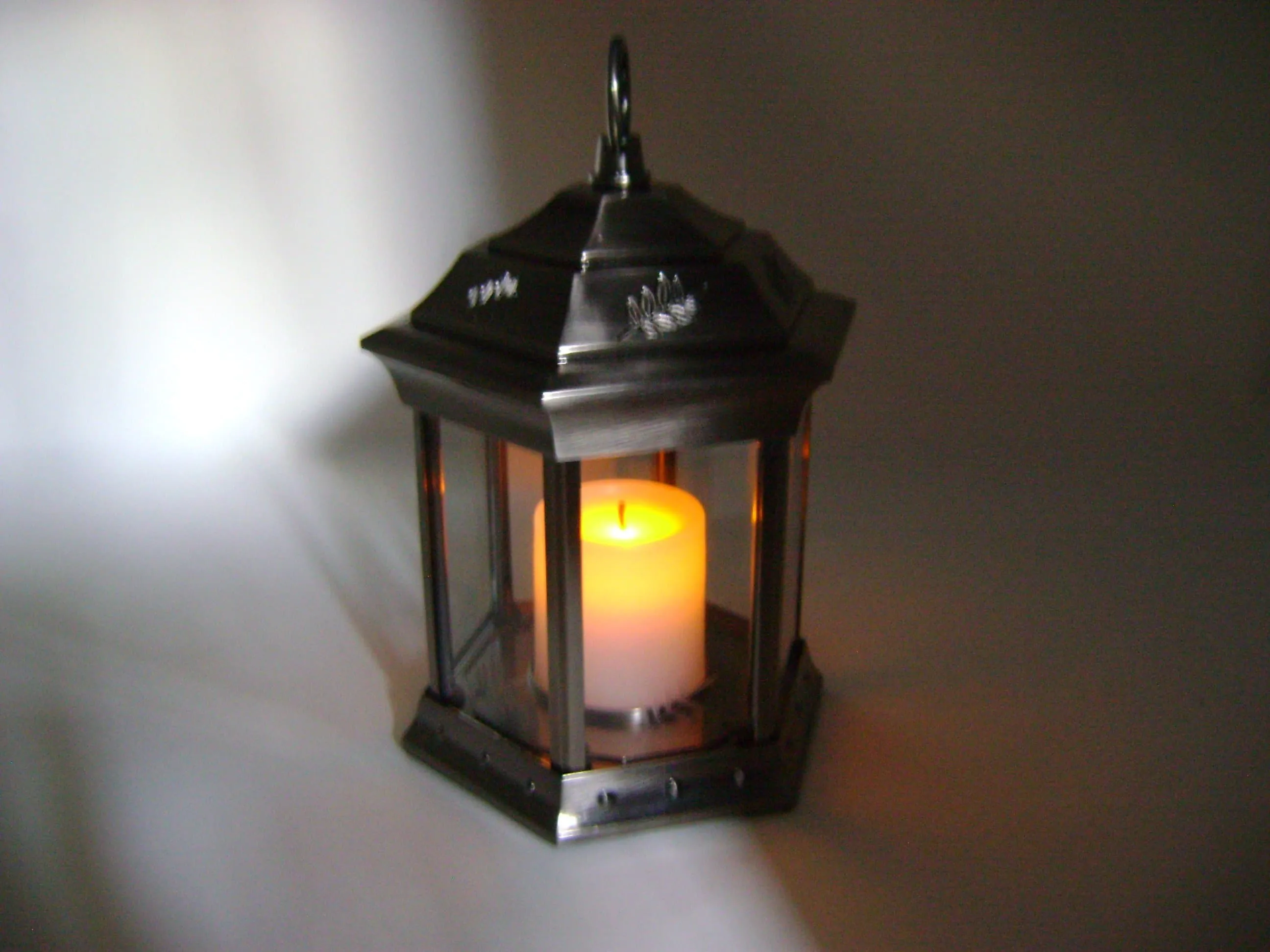 Paradise - Battery Powered Flickering Candle Lantern Pewter