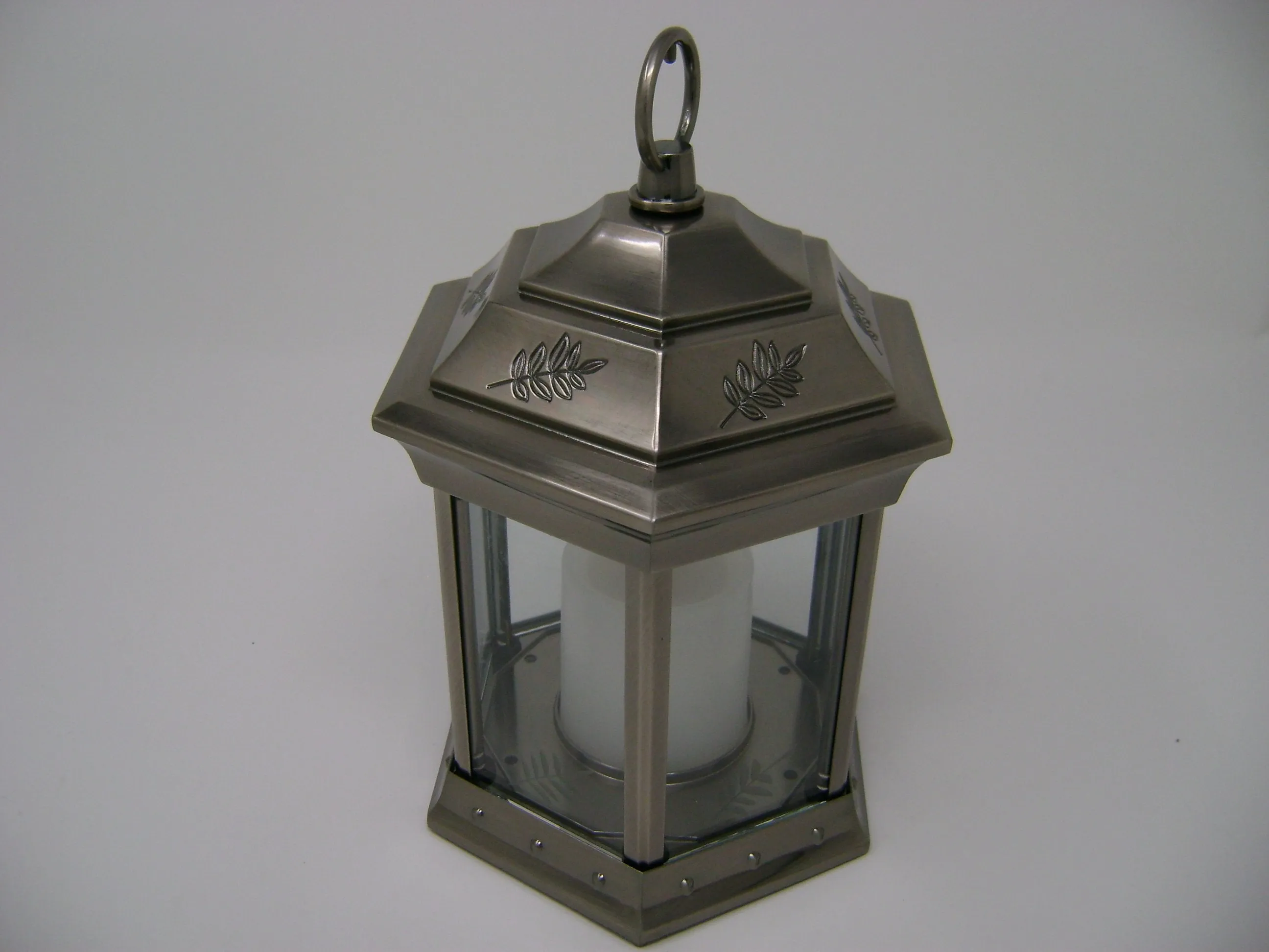 Paradise - Battery Powered Flickering Candle Lantern Pewter